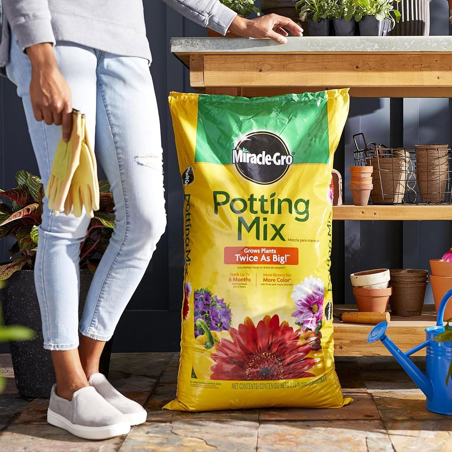 image:imageMiracleGro 2 Cu Ft Potting Mix and 24Pack Indoor Plant Food SpikesPotting Mix and Plant Food Bundle