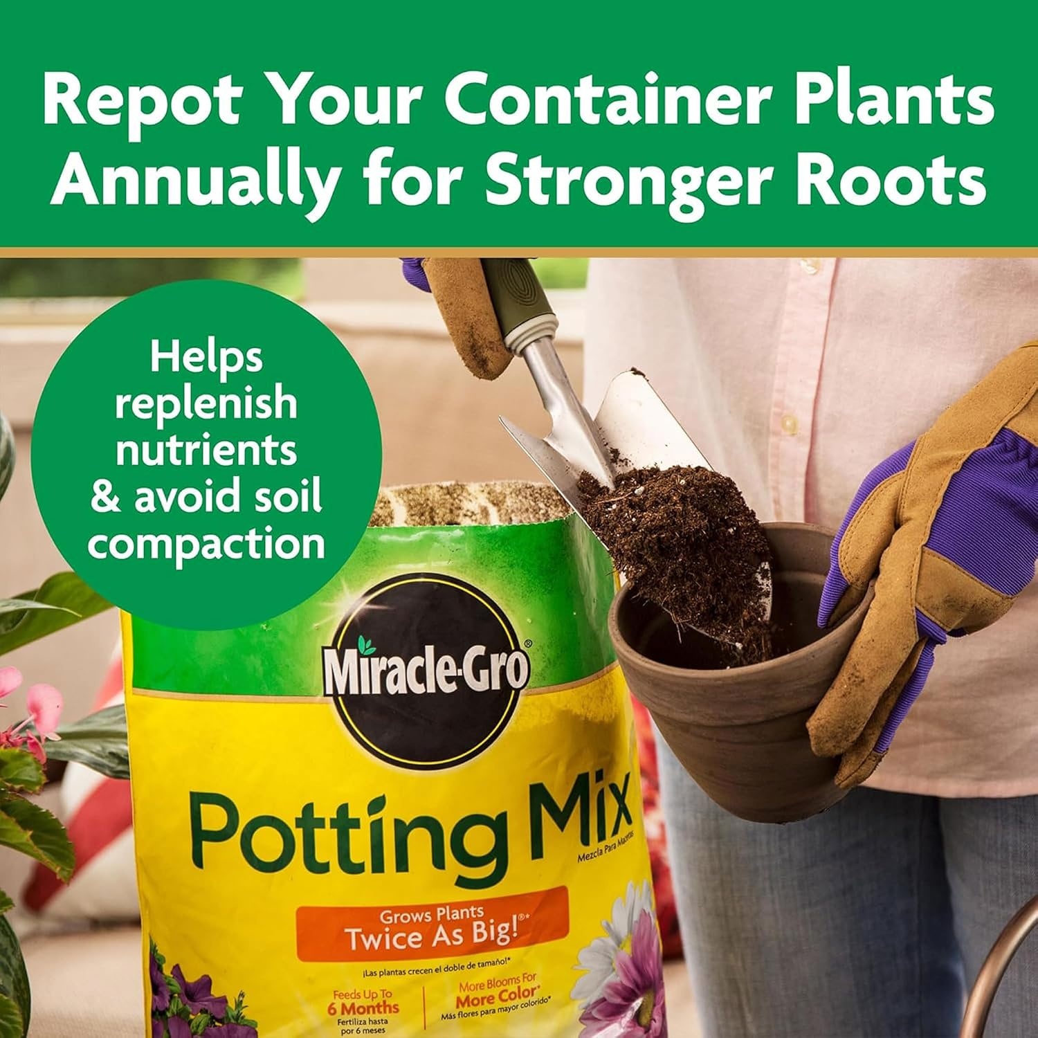 image:imageMiracleGro 2 Cu Ft Potting Mix and 24Pack Indoor Plant Food SpikesPotting Mix and Plant Food Bundle
