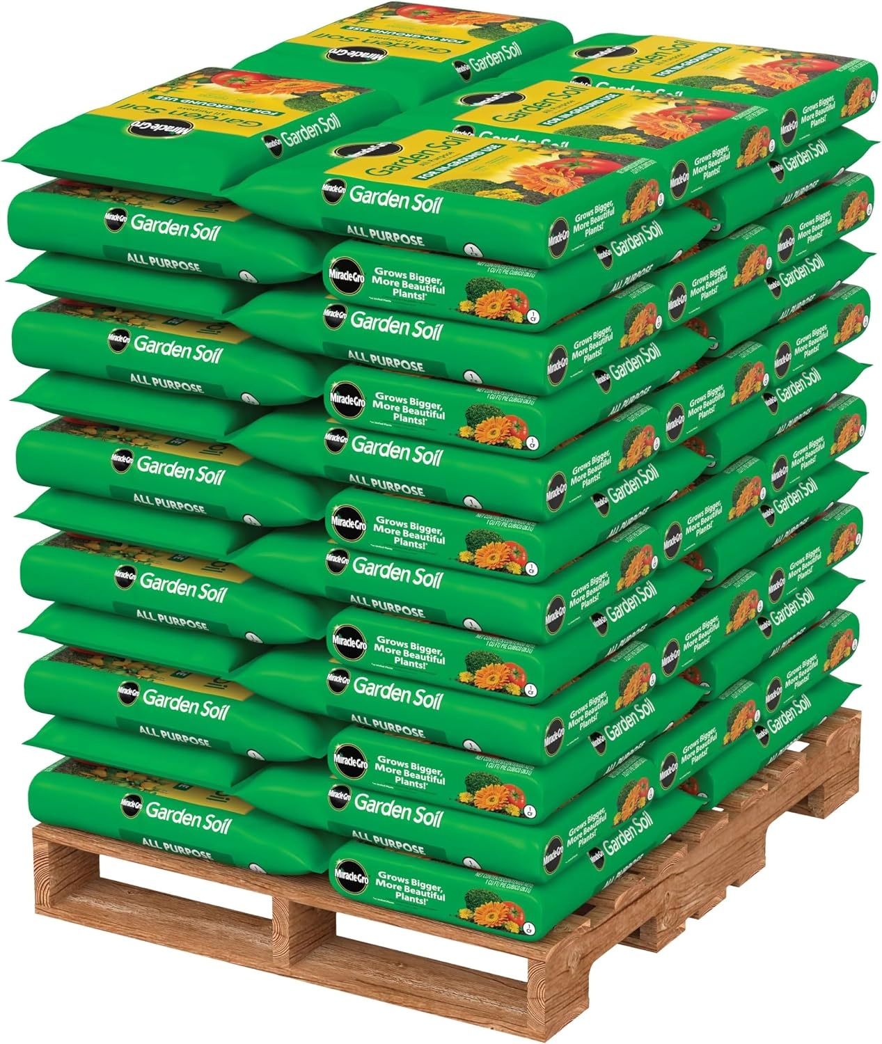 image:imageMiracleGro Garden Soil All Purpose Bulk Pallet for InGround Use Feeds up to 3 Months Amends Vegetable Flower and Plant Beds 1 cu ft Bags Pallet of 60Pallet
