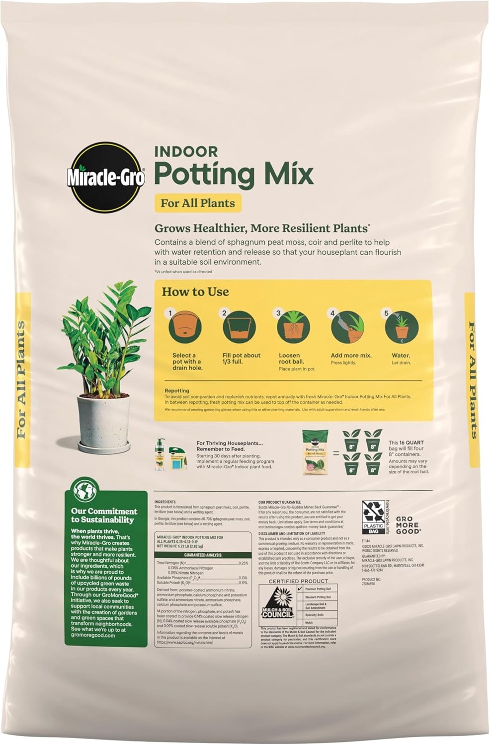 image:imageMiracleGro Indoor Potting Mix for All Plants 16 qt 2Pack6 qt 2Pack