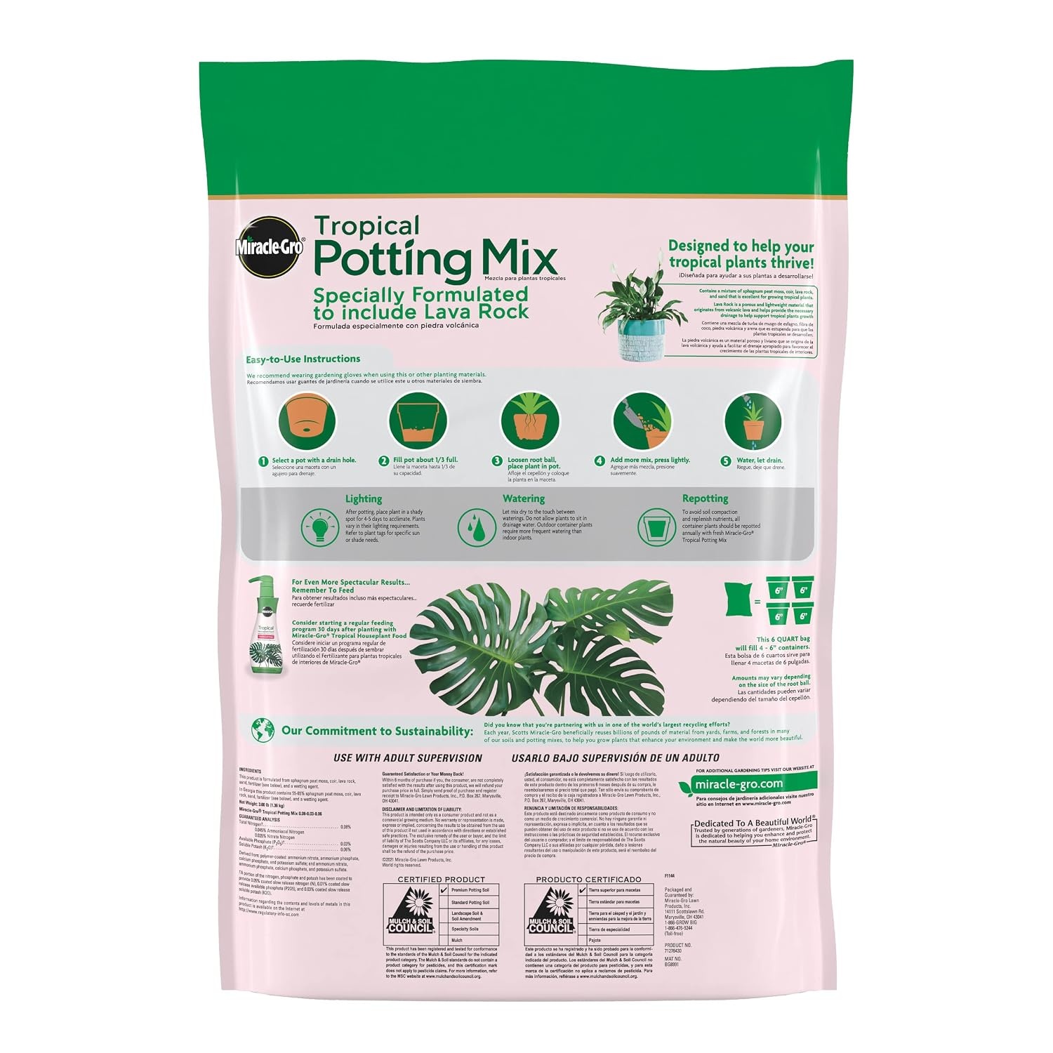 image:imageMiracleGro Tropical Potting Mix 6 qt 2Pack2 Pack