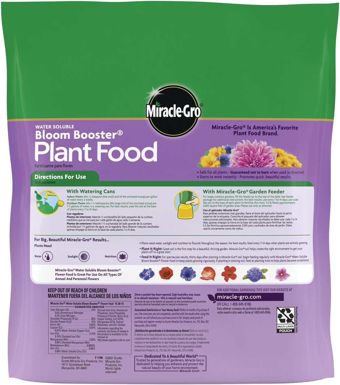 image:imageMiracleGro Water Soluble Bloom Booster Flower Food 55 lb55 lb