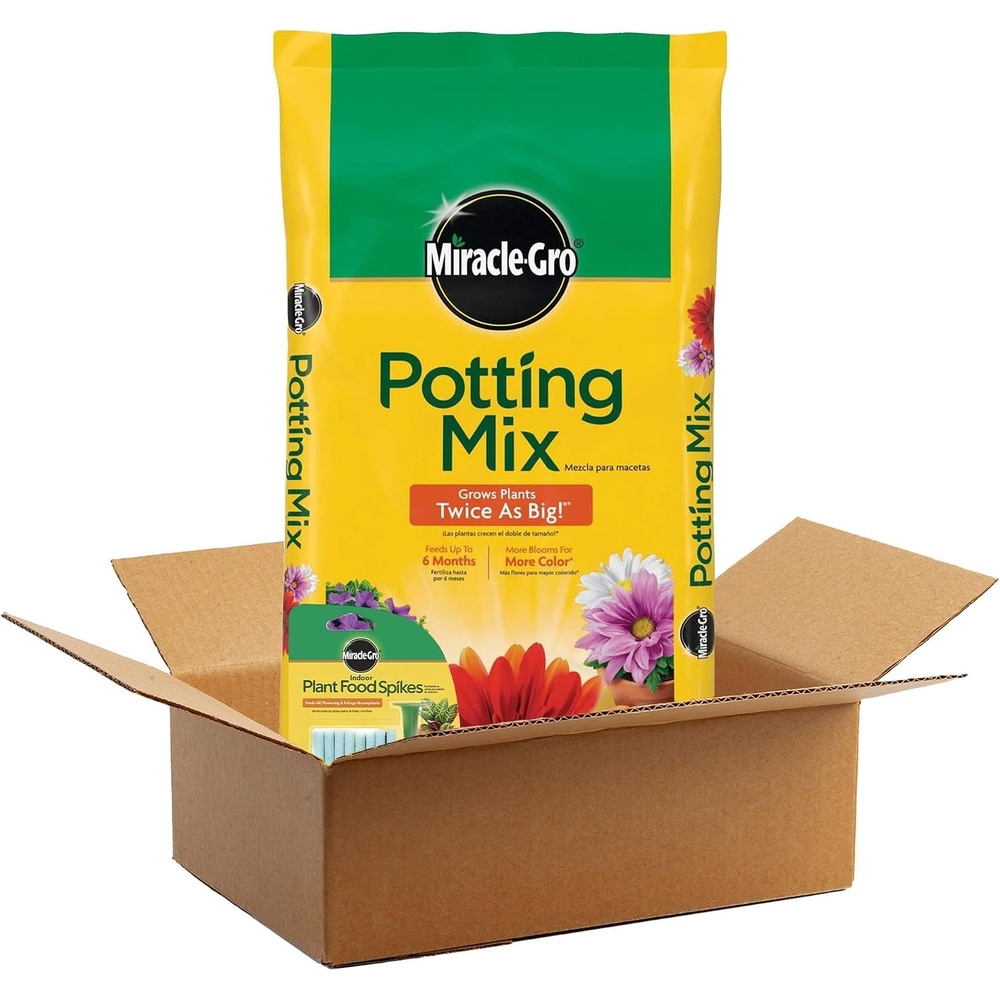 image:imageMiracleGro 2 Cu Ft Potting Mix and 24Pack Indoor Plant Food SpikesPotting Mix and Plant Food Bundle